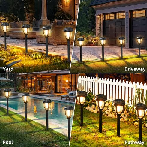 6 Pack 6 Pack DERAYSION Solar Lights Outdoor, Solar Pathway Lights Waterproof Garden Landscape Lighting for Path, Yard