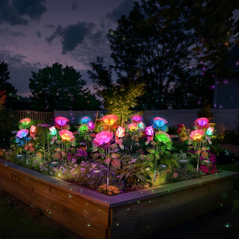 Anordsem Rose Lights Solar Powered for Women: Garden Light Waterproof for Yard Decorations Outdoor - Flower Lamp