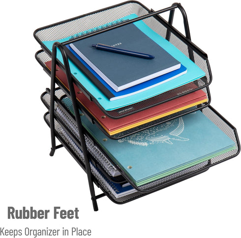 Mind Reader 5-Tier Paper Tray, Desktop Organizer File Storage, Metal Mesh, 11.75" L x 14" W x 14.5" H, Black