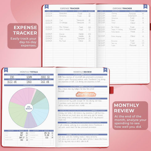 5 A5 Clever Fox Budget Planner Premium Edition Expense Tracker Notebook + Cash Envelopes, Budget Planner Organizer;