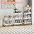 Aofure 4 Tier Rolling Cart Metal with Wheels, White Four Tiered Rolling Storage Cart on Wheels, Utility Roller Carts