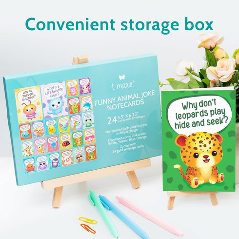 96 Set 4.5 6.25 Pack T MARIE Funny Animal and Punny Notecard with Envelopes and Stickers - x Bulk - Cute and Colorful