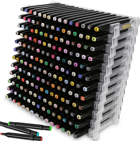 Evemodel 12 Layers Universal Marker Storage Trays, Clear Penholder Display for 180 Pens, Desk Organizer Holder