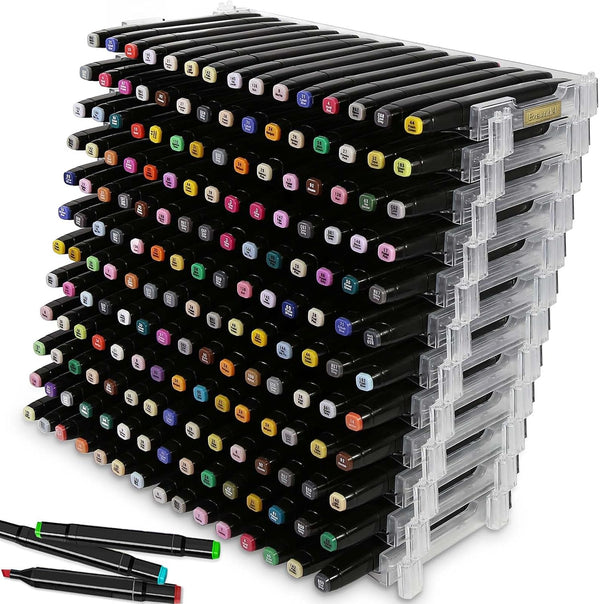 Evemodel 12 Layers Universal Marker Storage Trays, Clear Penholder Display for 180 Pens, Desk Organizer Holder
