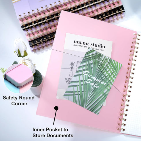 Yoment 8.5 x 11 Spiral Notebook - A4 Large College Ruled Journals, 100 GSM Paper, Pink, for School Note Taking