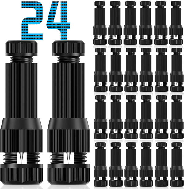 24 Pack Low Voltage Landscape Light Wire Connector, Outdoor 14-20 Gauge Cable Connectors for Landscape Path Lights
