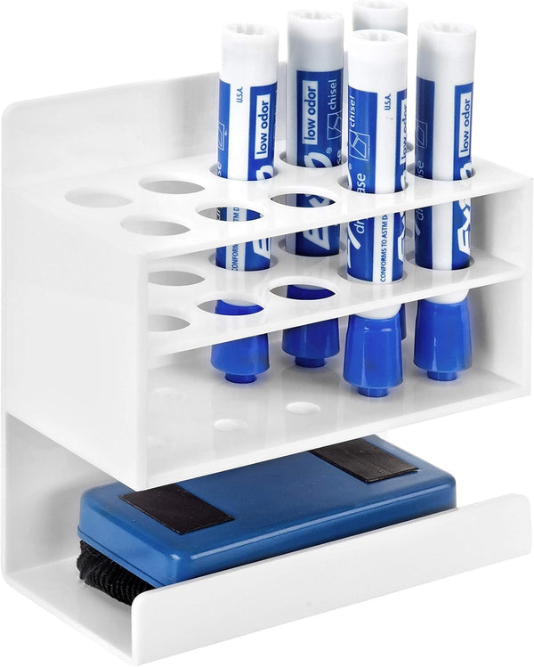 MyGift Wall Mounted Dry Erase Whiteboard Marker Holder Stand with 10 Marker Slots and Eraser Holder