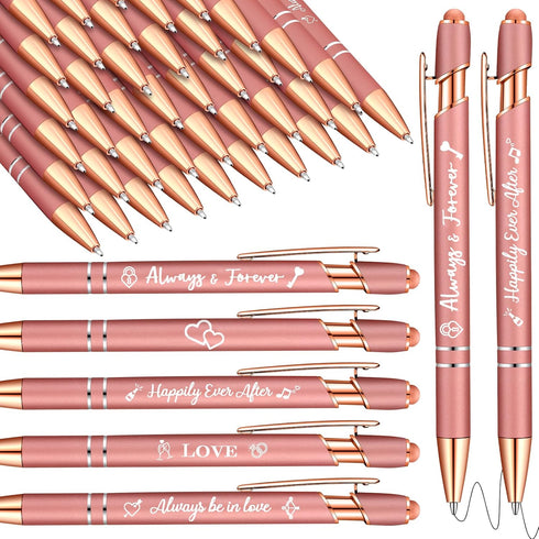 Kisston 36 Pcs Wedding Pens Bulk Bridal Shower Pens Favors Bachelorette Pens 6 Styles Retractable Ballpoint Pens