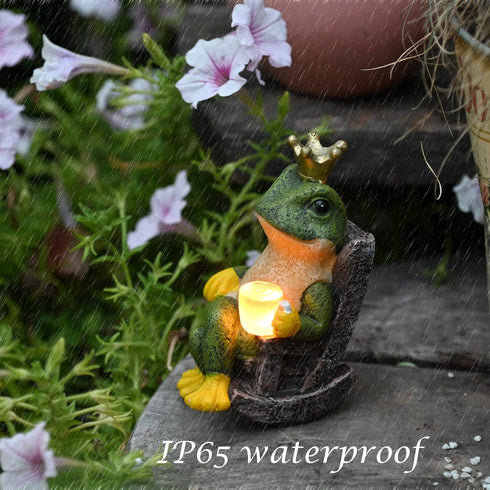 Miniature Frog Garden Statue | Solar Light Home Decor, Fairy Garden Accessories for Patio, Balcony, Yard, Lawn Bedroom