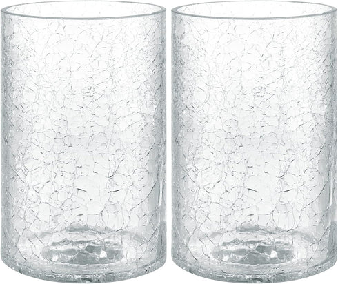 Skelang Crackle Lip-less Glass Lamp Shade, Cylindrical Light Cover with Fitter Opening, Replacement