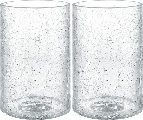 Skelang Crackle Lip-less Glass Lamp Shade, Cylindrical Light Cover with Fitter Opening, Replacement