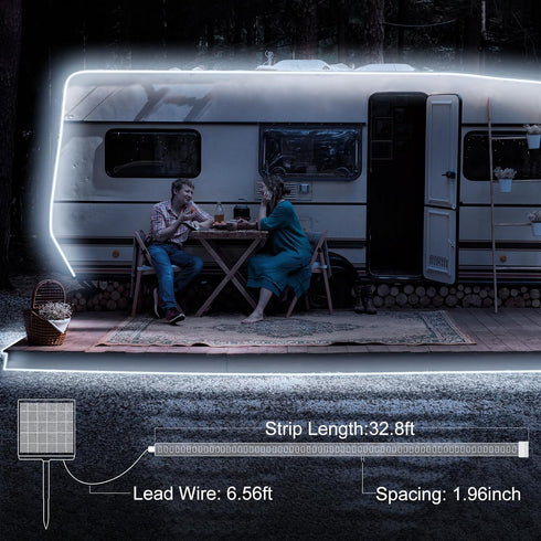 32.8Ft IP68 echosari Solar Strip Lights Outdoor, Fully Waterproof LED Strip Lights with Timer Remote Auto ON/Off