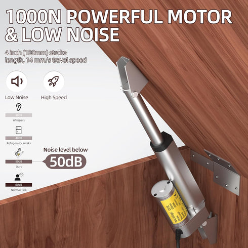 12V Linear Actuator - 4" Waterproof High Speed Actuator with 1000N/220lbs Stroke and Reverse Polarity Switch