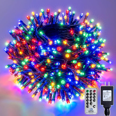 Christmas String Lights 132FT 400 LED Multicolor Dark Green Wire, Indoor Outdoor