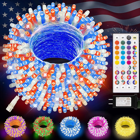 LitHome Color Changing Christmas String Lights Connectable, 35 Colors 66Ft 200 LED Red