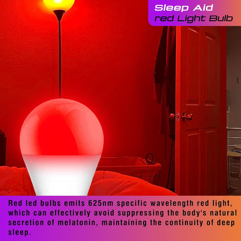 E26 Bulbs 625nm 25w-40w 3W Bulb 300LM Non-Dimmable, 4 Pack Red Light for Sleep Christmas, Blue Light Blocking