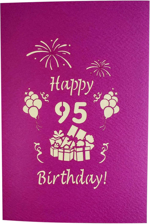 iGifts And Cards Happy 95th Birthday 3D Pop Up Greeting Card - Unique Celebration for Husband, Wife, Friend