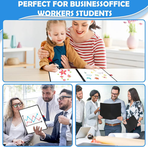 Double-Sided Whiteboard - Portable 12" x 9" Dry Erase Boards with 3 Markers, Eraser, and Red Elastic Pen Tray