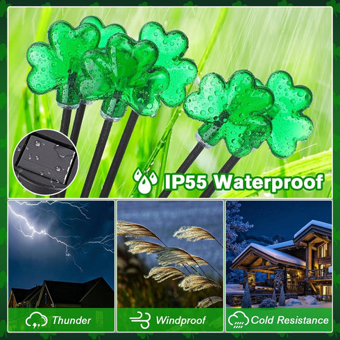 8 1 2 St. Patrick's Day Shamrock Pathway Lights, in Lucky Clover Light with Lighting Modes, Green Firefly Outdoor Decor