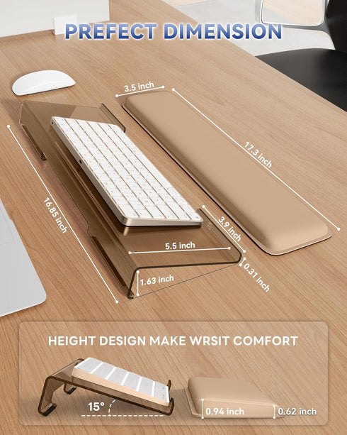 Laborio Computer Keyboard Stand for Desktop, Keyboard Riser Wrist Rest Holder for Easy Typing, Office Desk, Home