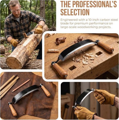 Kimting Honghui 10 Inch Curved Draw Knife Woodworking Debarking Tool Felled Shave Knife Bark Knives with Carbon Steel