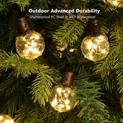 25ft 20 Bulbs Dimmable Bulb Outdoor String Lights Plug in, LED Hanging Patio Lights with Timer & Remote, Globe