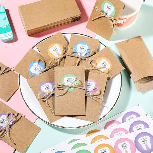 Motiskyy 50 50 Pcs Lost Tooth Receipt Envelopes Tooth Fairy Envelopes with Pcs Stickers and a Rope for Children Milk