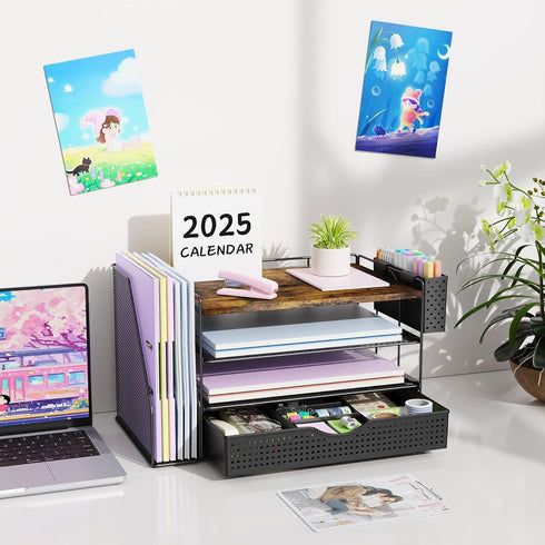 4-Tier gianotter Wood Desk Organizers and Accessories with File Holder, Desk Accessories & Workspace Organizers