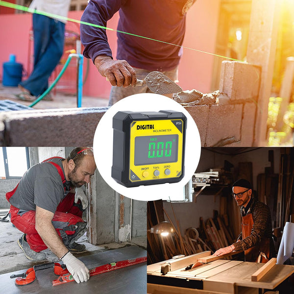 budebuse 2 Digital Bubble Level with Strong Magnetic Base, LED Display Angle Viewfinder for Precision Calibration