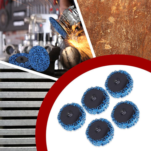 25-Pack 2" Quick Change Clean and Strip Discs Extra Coarse Blue Non-Woven Abrasive Pads Fits Angle Grinders for Paint