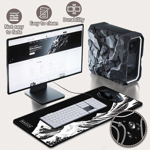 Yuhijoy (31.5 11.8inch) Mouse Pad Gaming - Desk Mat for Keyboard and Mouse - Kanagawa Large Mouse Pad for Desk