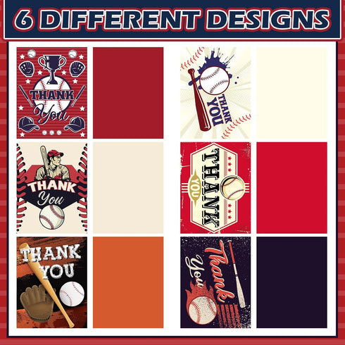 MotiMind 6 Pack 8.5x11 Inch Jumbo Thank You Card for Baseball Coach with Envelopes Thank You Cards Gifts from the Team