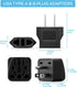 Europe to US Plug Adapter EU/UK/AU/in/CN/JP/Asia/Italy/Brazil to USA (Type A & B) American Travel Adapter and Converter, Wall Outlet Power Charger Converter (Black)