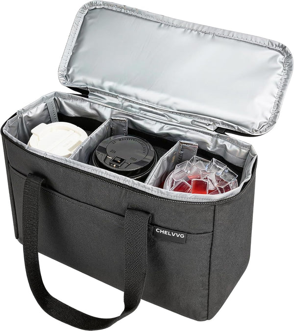 Reusable 3 Cups Drink Carrier for Delivery with Adjustable Dividers, Insulated Drink