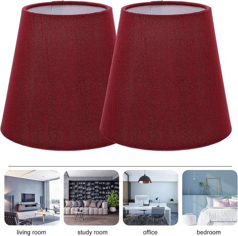 2pcs Bulb Kichvoe Small Clip on Lampshade, Barrel Red Fabric Lamp Shades Clip On for Table Chandeliers Wall Floor Lamp