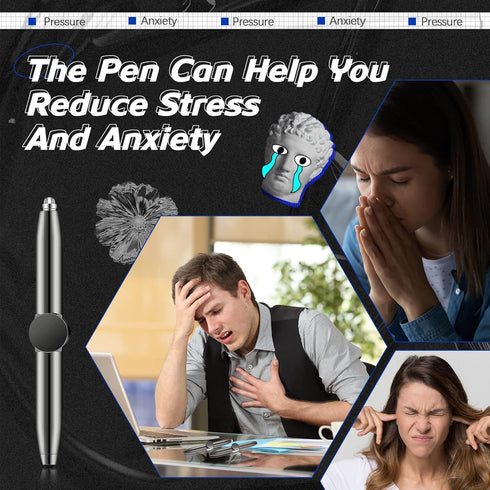 Chinco 2 Pieces Fidget Pen, Spinning Pen with LED Light, Multi-Functional Stress Reducer Gift for Students