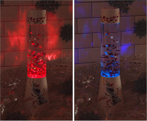 Frozen 2 12 Inches Ukonic Disney Olaf Snowman Glitter Motion Lamp | LED Light, Bedside Table Lamp for Desk | Home Decor