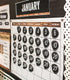 Schoolgirl Style Industrial Chic 95-Piece Calendar Bulletin Board Set, Rustic Farmhouse Monthly Calendar