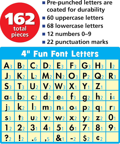 Teacher Created Resources Fun Font Letters, Black Stitch, 4" (TCR75150)