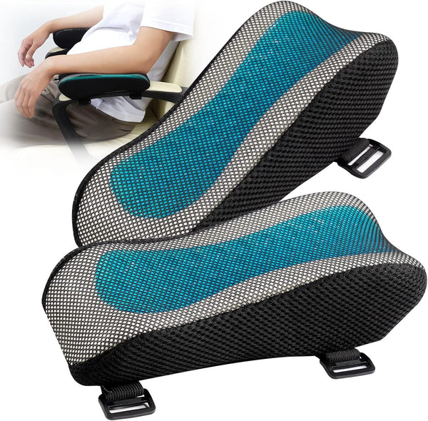 Office Chair Armrest Pads - Widen & Thicken Ergonomic Computer Chair Arm Pads with Cooling Gel and Memory Foam for