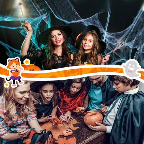 Qilery 24 Pcs Halloween Pencils Bulk, Stackable Pencils with Top Eraser for Kids Halloween Party Supplies