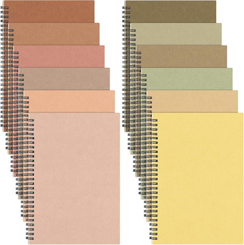 Fuutreo 12 Pcs A5 Spiral Notebook, 8.3 x 5.7 Inch College Ruled Journal with Kraft Cover, 60 Sheets, 120 Pages, Vibrant