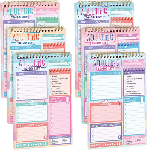 Glenmal 6 Pack Adulting Note Pad, Daily Planner Notepad, Undated Checklist Daily Planner for Office Stuffers