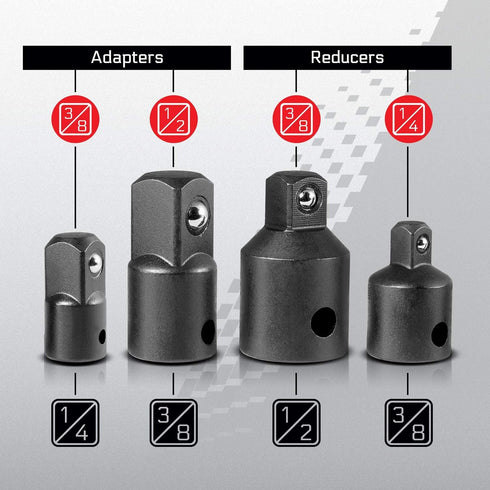 CARBYNE Impact Socket Adapter Set, 4 Piece - Ratchet Adapter for Impact Wrench, Impact Adapter & Socket Adapters