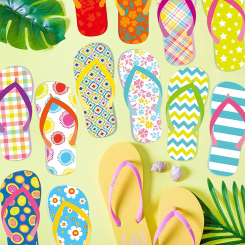 Fancy Land Flip-Flop Cutouts, Summer Bulletin Board Decorations for Back to School Classroom, 60Pcs