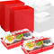 200 Pcs Charcuterie Boxes - Disposable Rectangle Cookie Boxes with Clear Lids and Rope for Bakery, 7.5'' Red Dessert
