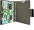 Organizer Portfolio Case with 3-Ring Binder, Flower Painting PU Leather Padfolio with Document Bag (Green)