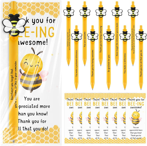 Qilery 50 Sets Bee Theme Pen Favor Bulk Thank You for Bee-ing