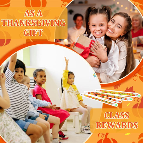Fall Pencil Thanksgiving Assortment Wood Pencils, Autumn Cylinder Decorative Pencils for Kids School Supplies (100 Pcs)