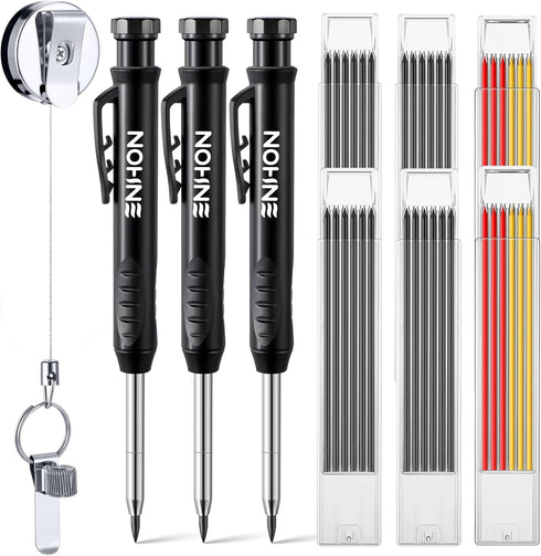 Enhon 43 Pcs Carpenter Pencils Set with Sharpener, 39 Refills, Deep Hole Mechanical Pencil Holder for Architect